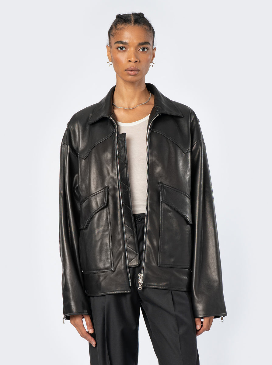 Myles Jacket, Black Leather - Women's – Maiden Name