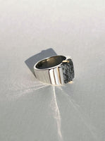 Large Ari Ring in Speckled Black Agate, Sz. 9