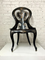 19th C, Japanned Chair with Mother of Pearl Inlay