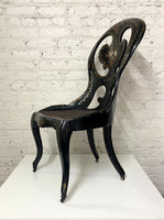 19th C, Japanned Chair with Mother of Pearl Inlay