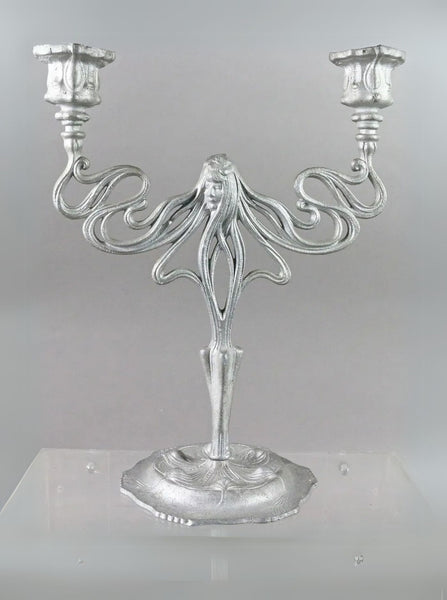 Art Nouveau Pewter Candelabra