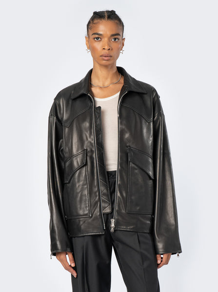 Myles Jacket, Black Leather