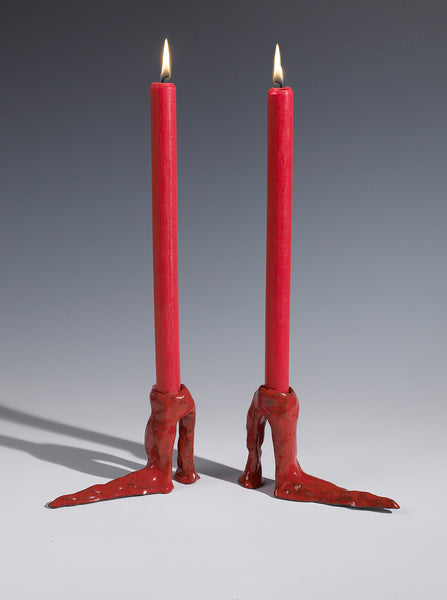 Red Hot Legs Candlesticks by Laura Welker
