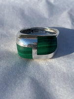 Malachite and Sterling Silver Ring, Sz. 9