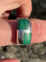 Malachite and Sterling Silver Ring, Sz. 9