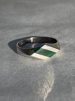Diagonal Malachite Sterling Silver Ring