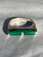 Thin Malachite Sterling Silver Ring
