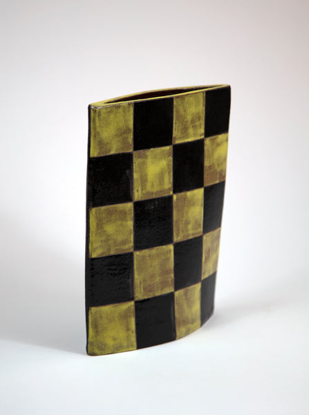 Checked Envelope Vase, Black and Yellow by Shane Gabier