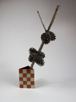 Large Triangle Holder, Red and White, 6" by Shane Gabier